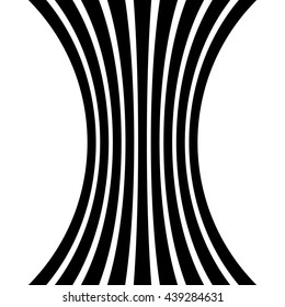 Lines with distortion effect isolated on white background. Geometric lines with deformation. Abstract monochrome element / pattern.