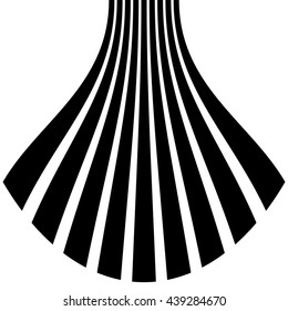 Lines with distortion effect isolated on white background. Geometric lines with deformation. Abstract monochrome element / pattern.