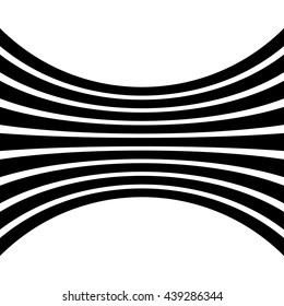 Lines with distortion effect isolated on white background. Geometric lines with deformation. Abstract monochrome element / pattern.