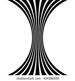 Lines with distortion effect isolated on white background. Geometric lines with deformation. Abstract monochrome element / pattern.