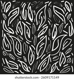 Lines Doodle Pattern - Black and White Colors - Handdrawn Illustration Vector