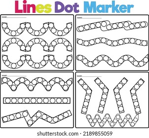 Lines Dot Markers educational game for toddlers pages to develop fine motor