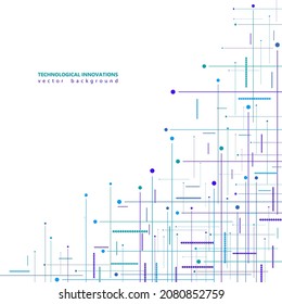 Lines dot point arrows of triangles technological innovations vector background design. Blue lines dots triangles point arrows motion technological background innovations concept.