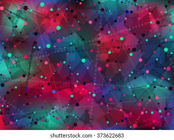 Lines and dots abstract geometric background. Abstract background. Urban style. Space surfase. Unusual wallpaper. Colorful trendy texture. Vector modern illustration. Creative wallpaper.