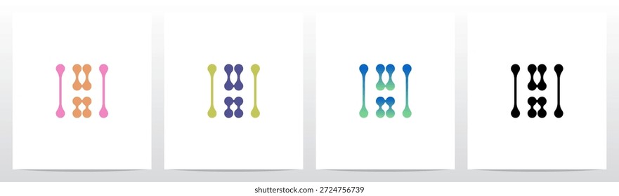 Linien Punkte Abstrakte Organic Shape Letter Initial Logo Design H