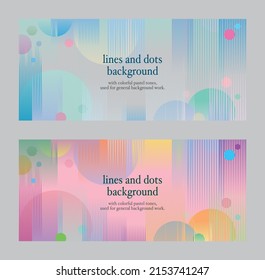 Lines and dots background, abstract geometric vector, multicolor set lines movement, horizontal frame banner for business 