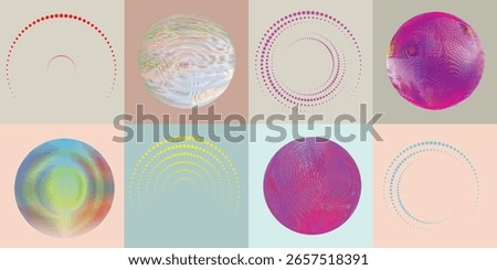 Lines and dots in Circle Form .Rotate rounded shape Vector .Rotating dots form a circle .Rotating and linear design element . Various lines forming round shape . Abstract Geometric line art .
