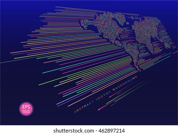 lines and dots composed world-map, science and technology abstract background