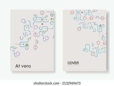 Lines and dots connect vector design. Network shapes design. Abstract pattern of dots, lines, rounded squares, circles and other simple geometric objects. Scheme shapes tech concept style