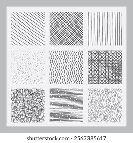 lines, dots, contours and graphic design elements isolated on white background