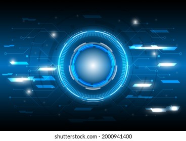 Lines and dots. Futuristic Sci-Fi glowing HUD circuit. Abstract hi-tech background. Head-up display interface. Virtual reality technology innovation screen. Light effect. Digital business