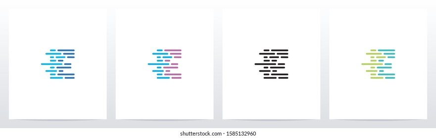 Lines And Dots Letter Logo Design E