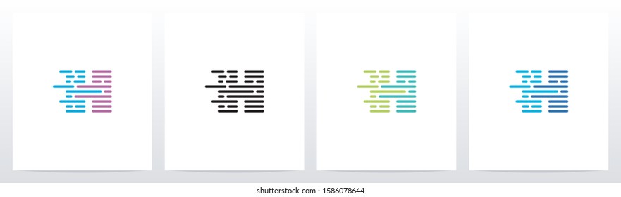 Lines And Dots Letter Logo Design H