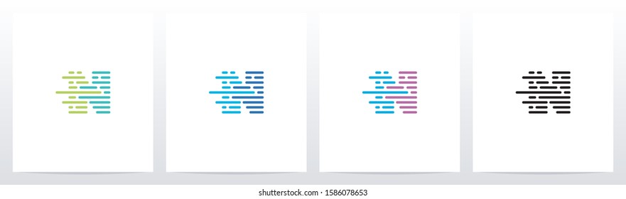 Lines And Dots Letter Logo Design N