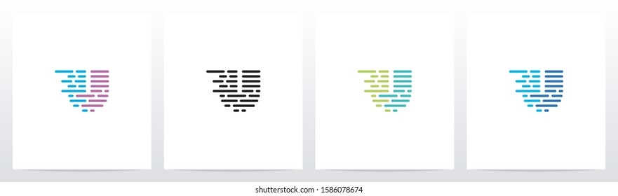 Lines And Dots Letter Logo Design U