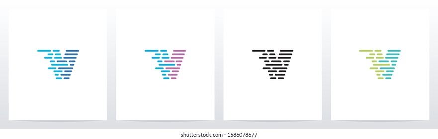 Lines And Dots Letter Logo Design V