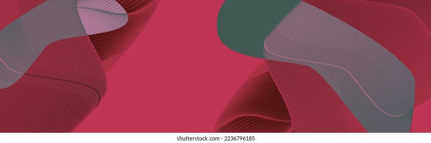 Lines and dots New Abstract background on real pink Viva Magenta color futuristic elements banner geometric pink gradient