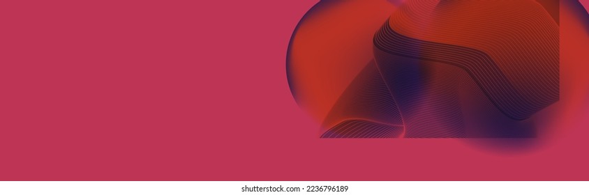 Lines and dots New Abstract background on real pink Viva Magenta color futuristic elements banner geometric pink gradient