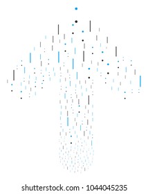 Lines And Dots pattern created in the combination of upwards aim arrow. Forward cursor arrow collage combined from lines and dots symbols.