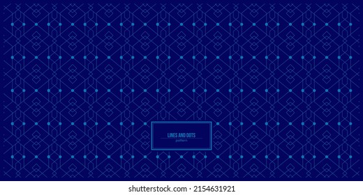 lines and dots pattern with rhombus shape and blue background