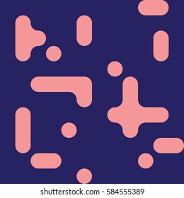 Lines and dots pattern seamless simple flat design for fabric blue background and light pink elements. Vector illustration.