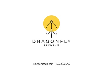 lines dragonfly with sunset logo vector symbol icon design graphic illustration
