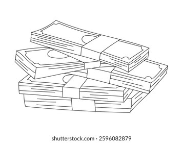 Lines drawing of A bunch of Money paper cash