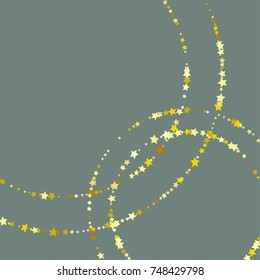 Lines Drawn by Stars. Christmas Design of a Magic Background for an Invitation Card, Postcard, Poster. Starry Confetti on Gray Background