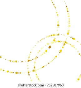 Lines Drawn by Stars. Christmas Design of a Magic Background for an Invitation Card, Postcard, Poster. Starry Confetti on White Background