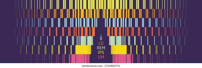 Lines dynamically descend and diverge. A break or crack. Geometric pattern. Symmetry. Multiple stripes of varying thickness. Vector for a brochure, poster, cover, card, presentation, or banner.