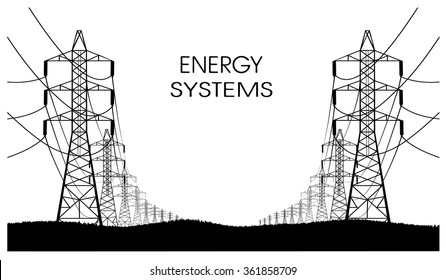 lines of electricity transfers on a white background