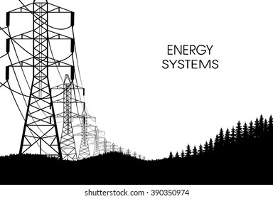 lines of electricity transfers on a white background