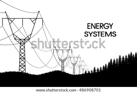 lines of electro transfers monochrome landscape
