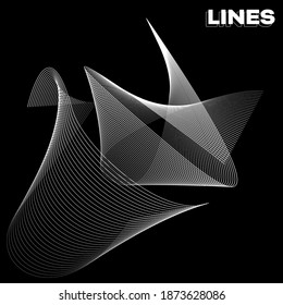 Lines element graphic striped pattern digital flowing technology background fabric black and white