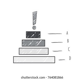 Lines with exclamation mark and big columns making infographic giving information and data, icon depicted on vector illustration isolated on white