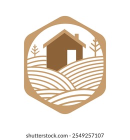 lines of farm field barn for your farm logo design vector illustrations