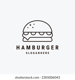 lines fast food hamburger logo design vector icon symbol illustration
