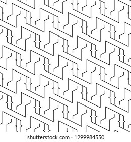 Lines, figures ornament. Geometric motif. Digital paper, textile print, web design, abstract backdrop. Geometrical wallpaper. Seamless pattern. Modern backdrop. Vector work
