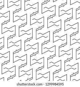 Lines, figures ornament. Geometric motif. Digital paper, textile print, web design, abstract backdrop. Seamless pattern. Geometrical wallpaper. Modern backdrop. Vector work