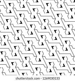 Lines, figures ornament. Modern backdrop. Geometric motif. Digital paper, textile print, web design, abstract backdrop. Geometrical wallpaper. Seamless pattern. Vector work.