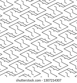 Lines, figures ornament. Modern backdrop. Geometric motif. Digital paper, textile print, web design, abstract backdrop. Seamless pattern. Geometrical wallpaper. Vector work