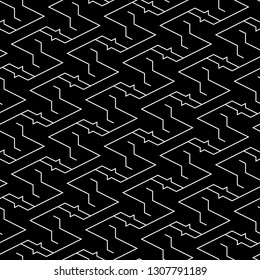 Lines, figures ornament. Modern backdrop. Geometric motif. Digital paper, textile print, web design, abstract backdrop. Seamless pattern. Geometrical wallpaper. Vector work.