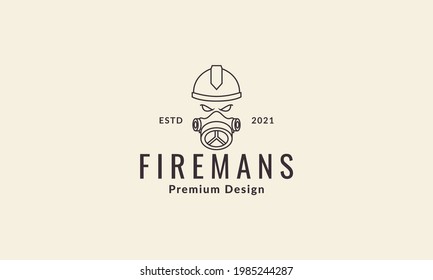 líneas casco de cabeza de bombero y símbolo de la máscara de humo símbolo del logotipo del vector ilustración del icono diseño gráfico