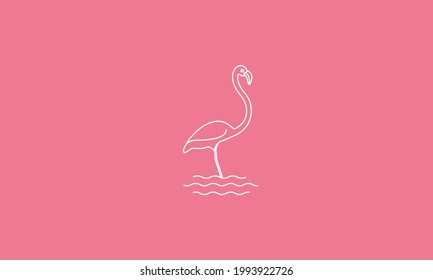 líneas flamingo con logotipo de agua vector diseño de ilustración de icono