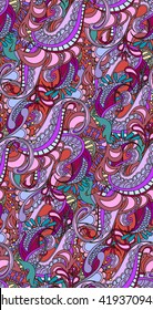 lines and flowers in east have merged on a pink background