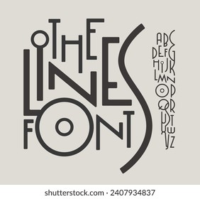 Lines Font, sleek, modern alphabet, unique line-based typographic design for innovative branding, artful projects. Vector typeset.