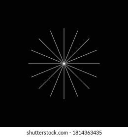Lines Forming A Star. White Stroke Lines On Black Background.