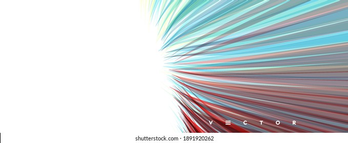 Líneas que forman vía de movimiento de velocidad. Bandas superpuestas transparentes sobre fondo blanco con espacio para texto. 3d ilustración vectorial para publicidad, marketing o presentación.