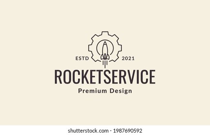 lines gear with rocket logo symbol vector icon illustration graphic design