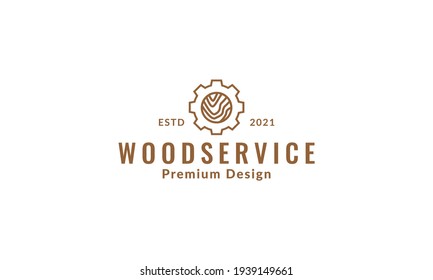 lines gear with wood pattern logo vector symbol icon design illustration